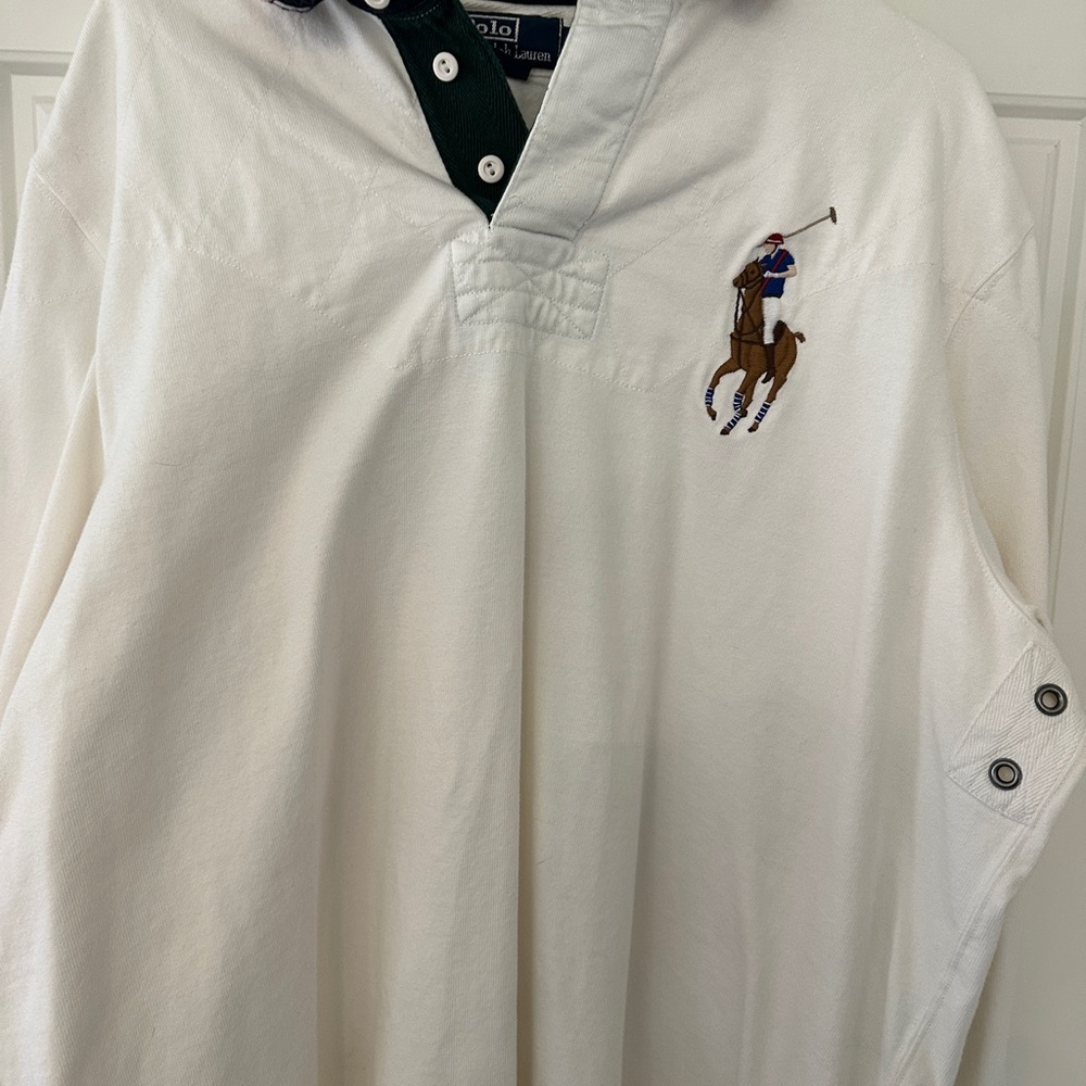 Polo by Ralph Lauren White and Green Men's Polo Shirt